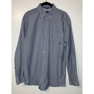 Ariat Pro Series Men's Shirt Sz Med Blue Striped Western Rodeo Button breathable